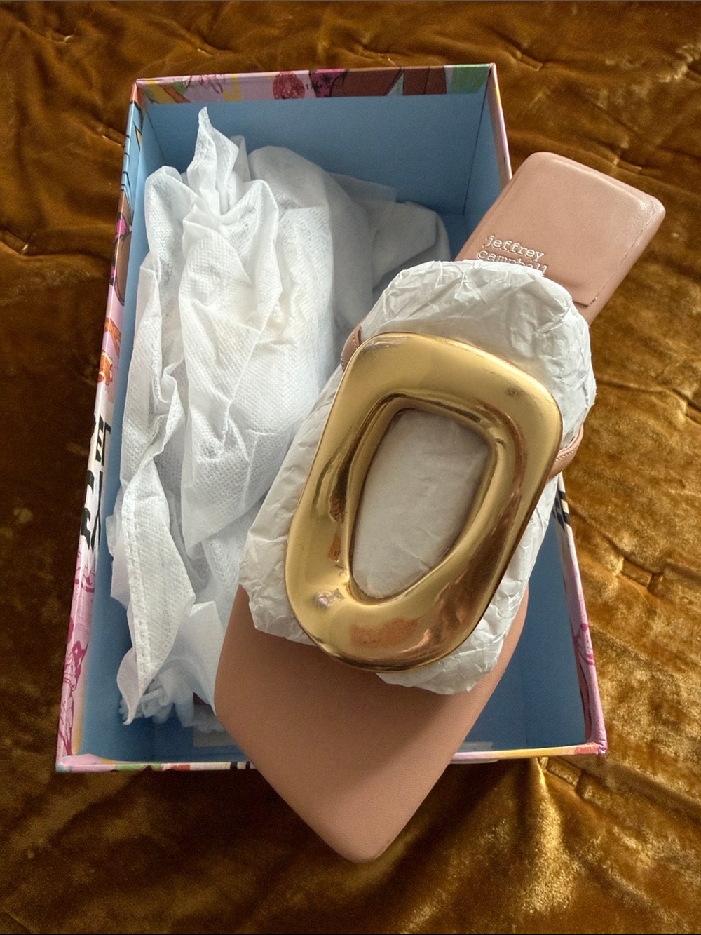 Jeffrey Campbell Slide with Oversized Gold Buckle